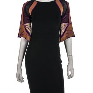 Gucci Black Dress/ SILK multi coloured sleeves